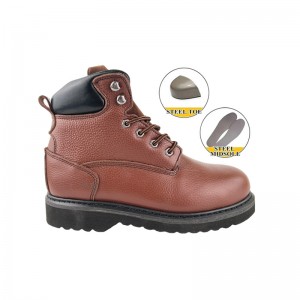 6 Inch Brown Goodyear Safety Shoes with Steel Toe and plate