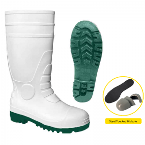 White PVC Safety Gumboots Food Industry