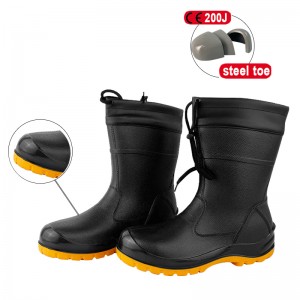 Lightweight Low-cut Steel toe PVC Rain Boots with Collar