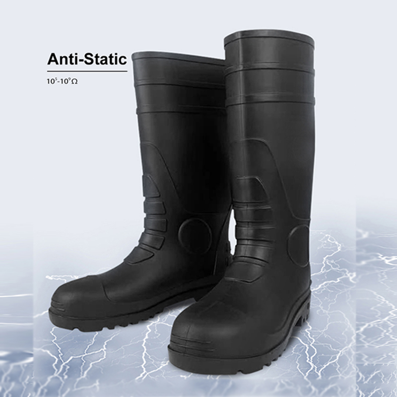 أحذية المطر الآمنة CE ASTM AS/NZS PVC مع مقدمة فولاذية ونعل أوسط